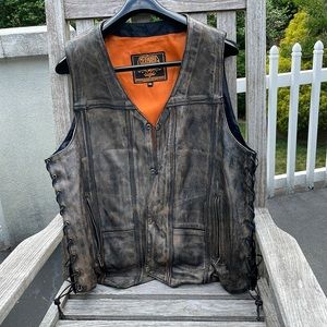 Leather motorcycle vest